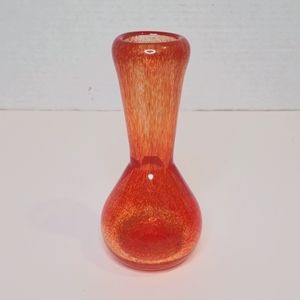 Art Glass Vintage Vase Fiery Red Orange